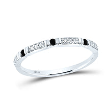  10k White Gold Womens Round Black Color Enhanced Diamond Band Ring 1/10 Cttw