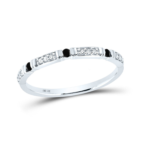10k White Gold Womens Round Black Color Enhanced Diamond Band Ring 1/10 Cttw