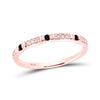 10k Rose Gold Womens Round Black Color Enhanced Diamond Band Ring 1/10 Cttw