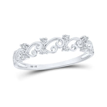  10k White Gold Womens Round Diamond Curl Band Ring 1/10 Cttw