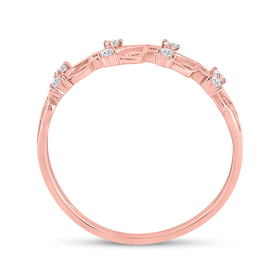10k Rose Gold Womens Round Diamond Curl Band Ring 1/10 Cttw