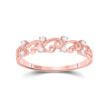  10k Rose Gold Womens Round Diamond Curl Band Ring 1/10 Cttw