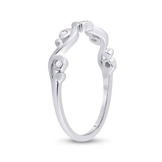 10k White Gold Womens Round Diamond Band Ring 1/20 Cttw