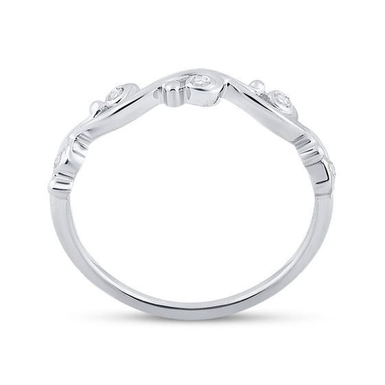 10k White Gold Womens Round Diamond Band Ring 1/20 Cttw
