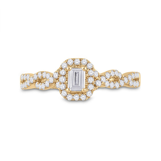 14k Yellow Gold Emerald Diamond Halo Bridal Wedding Engagement Ring 5/8 Cttw