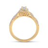 14k Yellow Gold Emerald Diamond Halo Bridal Wedding Engagement Ring 5/8 Cttw