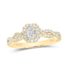 14k Yellow Gold Emerald Diamond Halo Bridal Wedding Engagement Ring 5/8 Cttw