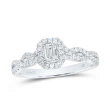  14k White Gold Emerald Diamond Halo Bridal Wedding Engagement Ring 5/8 Cttw