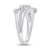10k White Gold Womens Round Diamond Flower Star Band Ring 1/3 Cttw