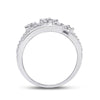 10k White Gold Womens Round Diamond Flower Star Band Ring 1/3 Cttw