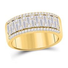  14k Yellow Gold Mens Baguette Round Diamond Band Ring 1-1/4 Cttw