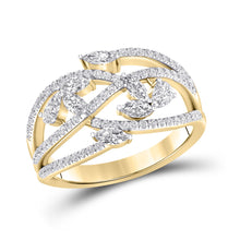  14k Yellow Gold Womens Marquise Round Diamond Band Ring 1 Cttw