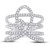 14k White Gold Womens Round Diamond Spiral Strand Fashion Ring 3/4 Cttw