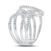 14k White Gold Womens Round Diamond Spiral Strand Fashion Ring 3/4 Cttw