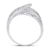 14k White Gold Womens Round Diamond Spiral Strand Fashion Ring 3/4 Cttw