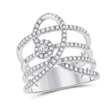 14k White Gold Womens Round Diamond Spiral Strand Fashion Ring 3/4 Cttw