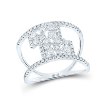  14k White Gold Womens Round Diamond Negative Space Fashion Ring 5/8 Cttw