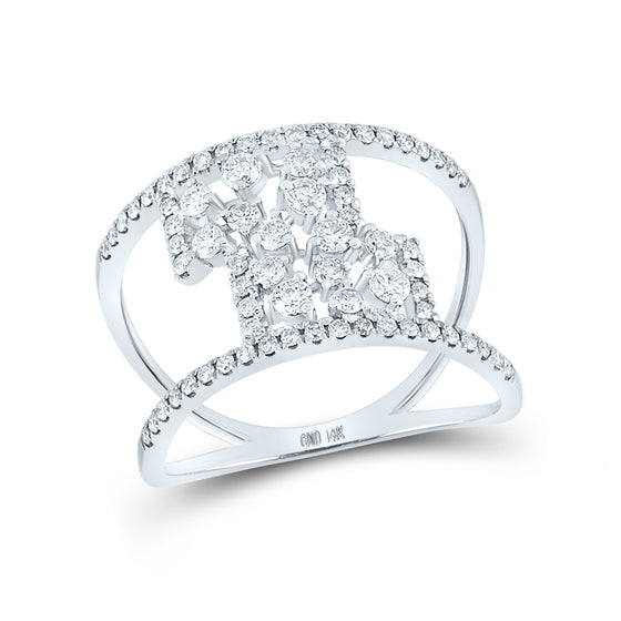 14k White Gold Womens Round Diamond Negative Space Fashion Ring 5/8 Cttw