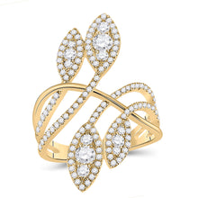  14k Yellow Gold Womens Round Diamond Statement Fashion Ring 1-1/5 Cttw