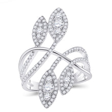  14k White Gold Womens Round Diamond Statement Fashion Ring 1-1/5 Cttw