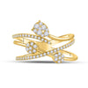 14k Yellow Gold Womens Round Diamond Abstract Fashion Ring 1/2 Cttw