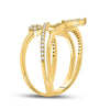 14k Yellow Gold Womens Round Diamond Abstract Fashion Ring 1/2 Cttw