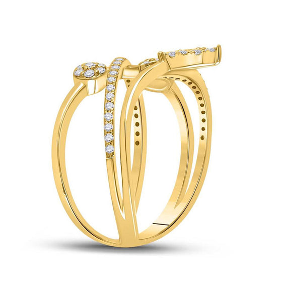 14k Yellow Gold Womens Round Diamond Abstract Fashion Ring 1/2 Cttw