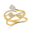 14k Yellow Gold Womens Round Diamond Abstract Fashion Ring 1/2 Cttw