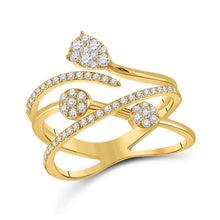  14k Yellow Gold Womens Round Diamond Abstract Fashion Ring 1/2 Cttw