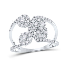  14k White Gold Womens Round Diamond Negative Space Band Ring 3/4 Cttw
