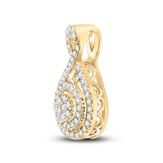 14k Yellow Gold Womens Round Diamond Cluster Pendant 1/4 Cttw