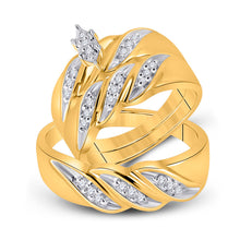  10k Yellow Gold His Hers Marquise Diamond Solitaire Matching Wedding Set 1/4 Cttw