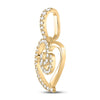 14k Yellow Gold Womens Round Diamond Heart Pendant 1/5 Cttw