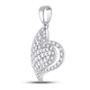 14k White Gold Womens Round Diamond Heart Pendant 5/8 Cttw