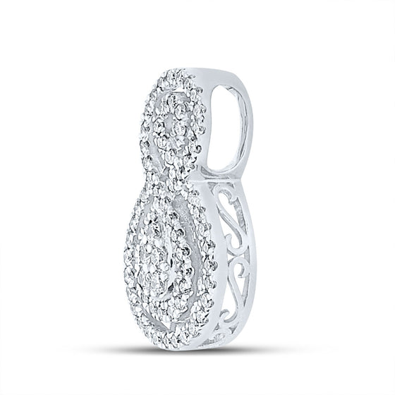 14k White Gold Womens Round Diamond Fashion Pendant 3/8 Cttw