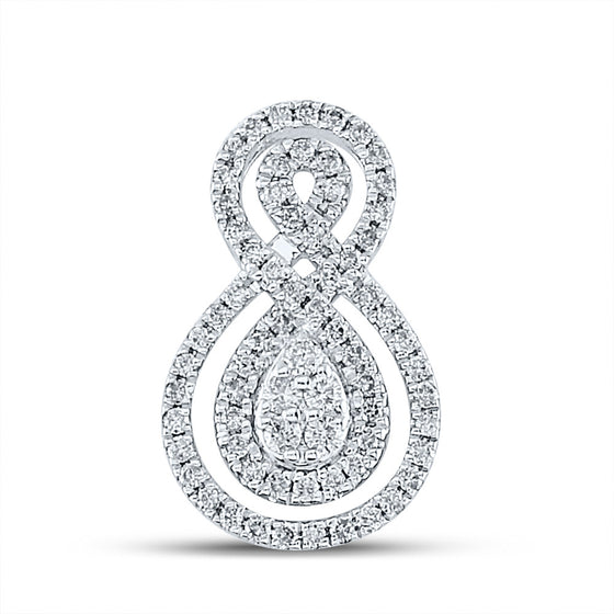 14k White Gold Womens Round Diamond Fashion Pendant 3/8 Cttw