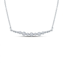  14k White Gold Womens Round Diamond Bar Necklace 1/3 Cttw