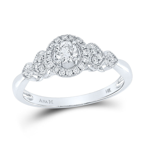 14k White Gold Round Diamond Solitaire Bridal Wedding Engagement Ring 1/2 Cttw