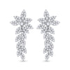 14k White Gold Womens Round Diamond Leaf Dangle Earrings 1-1/5 Cttw