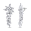 14k White Gold Womens Round Diamond Leaf Dangle Earrings 1-1/5 Cttw