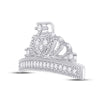 10k White Gold Womens Round Diamond Crown Fashion Pendant 1/6 Cttw
