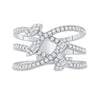 14k White Gold Womens Baguette Diamond Crossover Strand Band Ring 3/4 Cttw