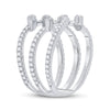14k White Gold Womens Baguette Diamond Crossover Strand Band Ring 3/4 Cttw