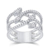 14k White Gold Womens Baguette Diamond Crossover Strand Band Ring 3/4 Cttw