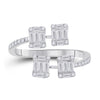 14k White Gold Womens Baguette Diamond Bisected Fashion Ring 5/8 Cttw
