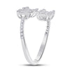 14k White Gold Womens Baguette Diamond Bisected Fashion Ring 5/8 Cttw
