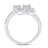 14k White Gold Womens Baguette Diamond Bisected Fashion Ring 5/8 Cttw