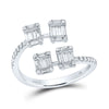 14k White Gold Womens Baguette Diamond Bisected Fashion Ring 5/8 Cttw