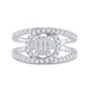 14k White Gold Womens Baguette Diamond Negative Space Cluster Ring 1 Cttw
