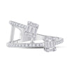 14k White Gold Womens Baguette Diamond Fashion Ring 1/2 Cttw